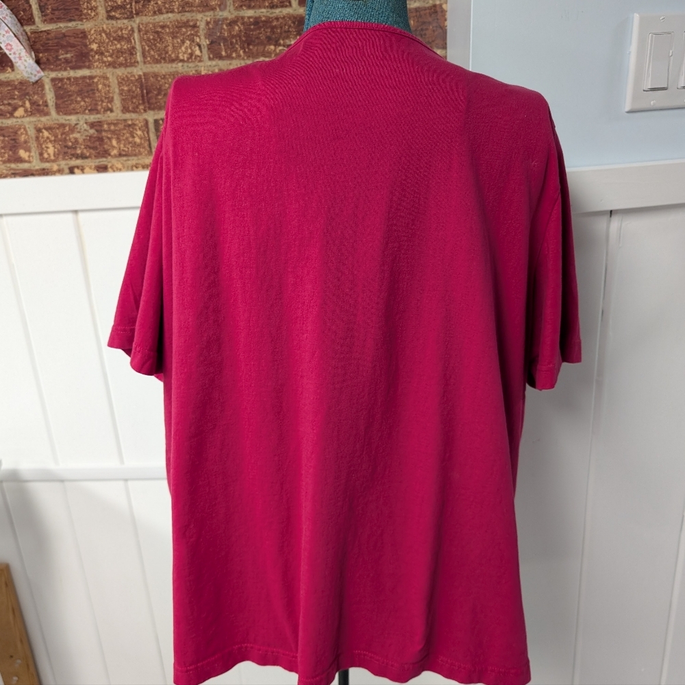 Easy Essentials Eyelet Yoke Red, Woman Plus Size 3X, 100% Cotton Tee - Picture 3 of 12